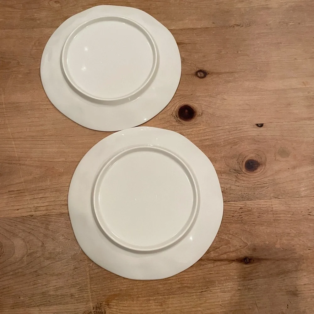 Rae Dunn Black White “Dine” wavy plates set of 2 10” Classic Sustainable